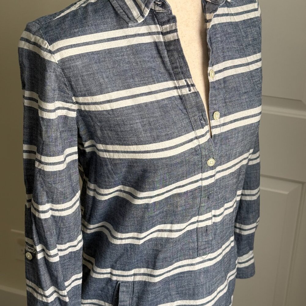 Loft Striped Chambray Cotton Shirtdress Size 6P - Picture 3 of 9